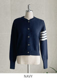 Michael Color Matching V-neck Rose Knit Cardigan