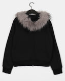[Brushed Lining] Petol Ribbon Star Two-Way Fur Hood Zip-Up