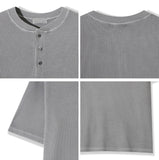 Elo waffle pigment henley neck short sleeve tee