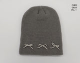 Monet Beads Ribbon Ballet Core Ribbed Beanie Hat