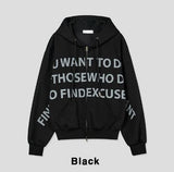 Wanted Lettering Crop Hood Zip-Up