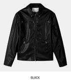 Star studded trackline leather jacket