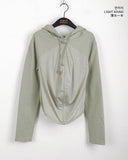 Packing Color Matching Shirring Strap Hooded T-shirt