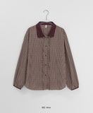 [BAONHAUS] Salo Ribbon Color Matching Check Collar Shirt