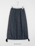 [BAONHAUS] Teensy Ribbon Balloon Denim Long Skirt