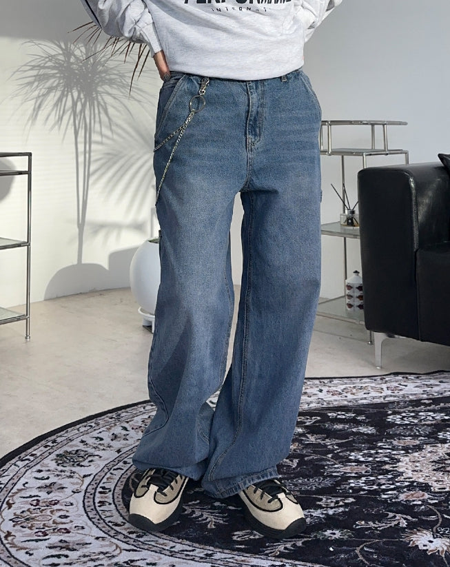 【SATIIIZ】Mile Washing Carpenter Denim Pants Mile Washing Carpenter Denim Pants - satiiiz