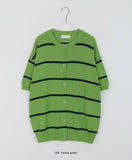 [unisex] Kosoni Color Stripe Boucle Short Sleeve Cardigan