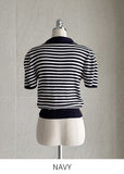 Romans Collar Color Matching Stripe Knit