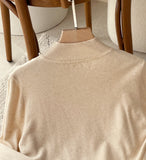 Lana Chiffon Rose Pearl Half-Turtleneck Knit