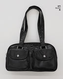 Lindy Glossy Two Pocket Nylon Shoulder Bag