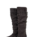 Double eyelet suede long boots