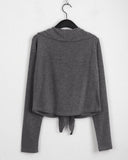 hoven ribbon strap ruffle frill long-sleeved cardigan