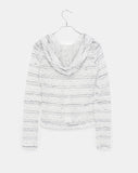 Efu slim fit two-way see-through lace hooded zip-up