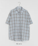 [unisex] Gotelli Linen Check Over Short Sleeve Shirt