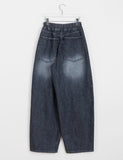 [unisex] Heps Damaged Washing Banding Denim Balloon Pants