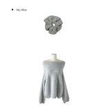 [Scrunchie Set] Nora Off-Shoulder Loose Knit