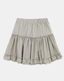 Bran Double Frill Check Midi Skirt