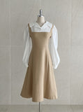 Nad Color Matching Collar Tweed Flare One Piece