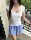Ute Stripe Frill Tiered Banding Short Pants