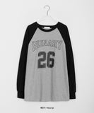 Kushou Lettering Color Matching Raglan Long Sleeve T