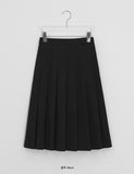 Canpers Brushed Cotton Pleated Banding Midi Skirt