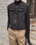 Badon Knit Color Matching Denim Trucker Jacket