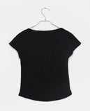 Dohwa Dot Rose Lace Crop Short Sleeve T-shirt