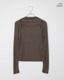 Pulha Slit Half-Neck Long Sleeve T-Shirt