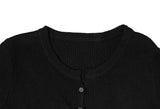 Noban Simple Ribbed Half Crop Knit Cardigan
