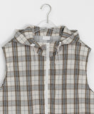 [unisex] Naboli Summer Check Hood Zip-up Vest