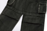 Wide cut cargo denim pants