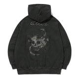 [2-WAY] Skull Web Pigment Hood Zip-Up
