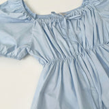 Summer Ribbon Puff Balloon Short Sleeve Flare Blouse