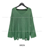 Elbow Damage V-neck Loose Fit Knitwear