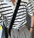 Dangara Henry Neck Short Sleeve Knit