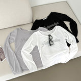 Print Lettering See-through Long Sleeve T-shirt