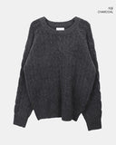Delin round neck cable wool knit