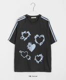 [unisex] Byuki Track Heart Printing Short Sleeve Tee