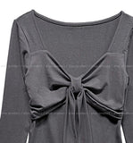 Hina Shirring Tie Ribbon Long Sleeve