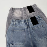 Carpenter Bermuda Knee Length Banding Denim Shorts