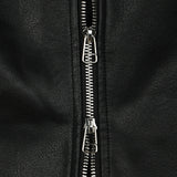 Don't Leather Knit Color Matching Hood Zip-Up