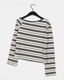 Giron Stripe One Off Shoulder Unbalance T-Shirt