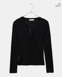 Laju RIb Button Round Neck Long Sleeve T-Shirt