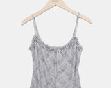 [Cardigan + Sleeveless + Scarf SET] Tevin Check Cardigan Set