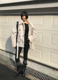 (3oz Quilting) FUR-COLLAR DOUBLE SHORT COAT