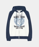 DOODLE HEART RAGLAN SWEAT ZIP UP HOODIE