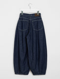 Tehoki pin tuck raw wide balloon denim pants