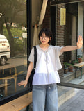 Duco Summer Crop Ribbon Hood Short Sleeve Cardigan
