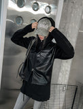[LANARCH] Noble Leather Pocket Hooded Zip-Up