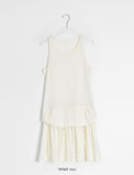 [BAONHAUS] Pollini Shirring Layered Sleeveless Mini One Piece